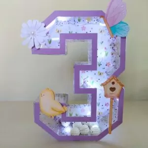 Letra ou Número 3D - Acetato Shaker com luz